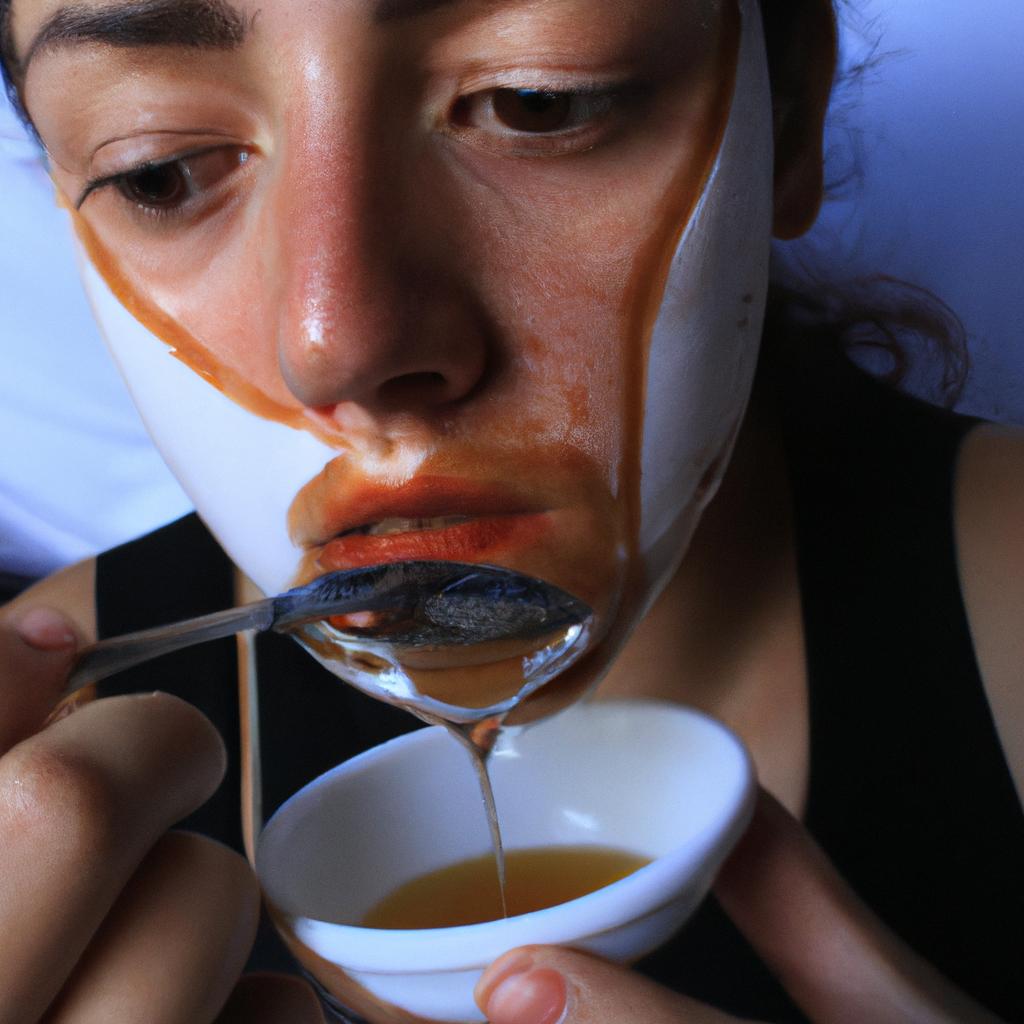 Person applying honey face mask