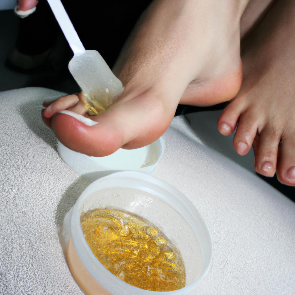 Person receiving honey foot treatment